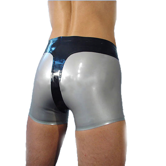 MONNIK | Silhouet Collection: MONNIK Latex Boxer Shorts Black&silver