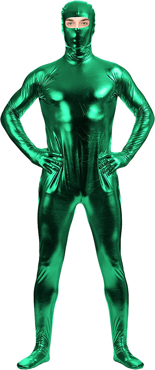 Adult Shiny Metallic Eyes Hole Zentai Supersuit Costume Spandex One piece Lycra Fabric