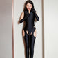 Open Crotch Hollow Out Pants Zipper Bodysuit Porn Club Costume Couple Sex Games Allure Suit Oil Glossy High Elasticity Sexy Sets