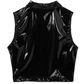 Women Sexy Shiny Leather Vest Erotic Porn Deep U Bare Breast Patent Leather Camisole Glossy Shaping PU Sheath Crop Tank Tops