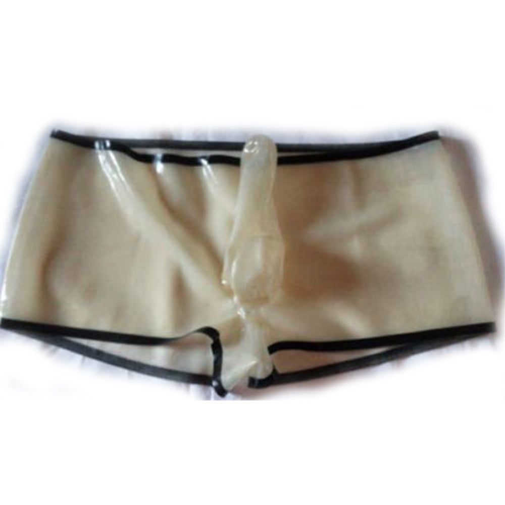 Monnik Sexy Men's Boxers Briefs Latex Transparent Pants Stretch Underwear  with Handmade Condom Shorts – Monnik Latex